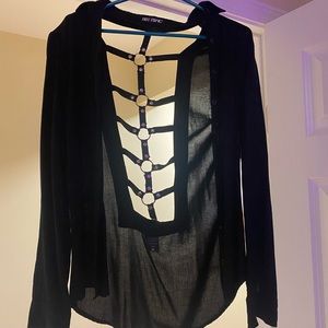 Womens Hot Top Long Sleeve Button Up Top